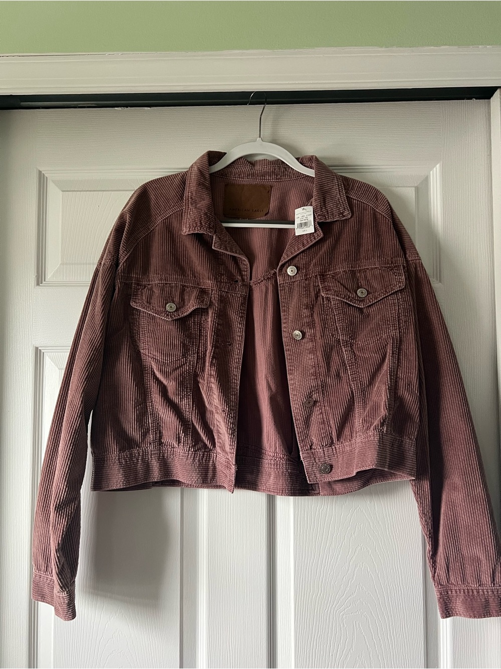 American Eagle Corduroy Boxy Jacket in Dusty Rose - Women